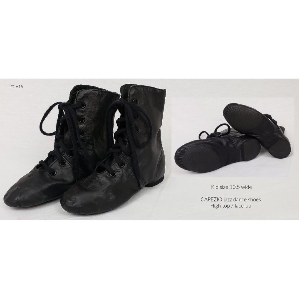 CAPEZIO Jazz High Top Black Dance Shoes girls Size 10.5 Wide